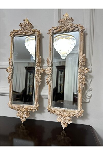 busraconcept Krem Altın Büyük Duvar Aynası 45cm