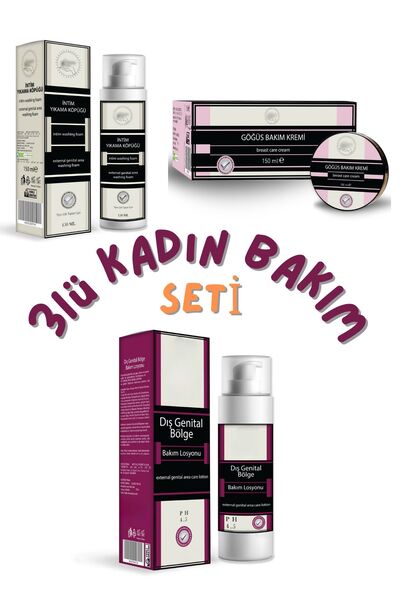 Magicway Kadın Bakım Seti 3lü Set Genital Bakım Kremi Intim Yıkama Köpüğü Göğ...