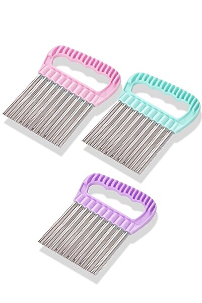 Genel Markalar Cips Patates Doğrayıcı Şekilli Sebze ve Meyve Dilimleyici Çeli...