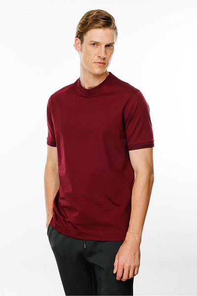 Desen Triko Ανδρικό μπλουζάκι Claret Red - Crew Neck, Basic Cotton