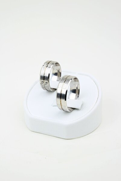 Gri Gümüş Kalp Sevgi Birleşimi 925 Ayar Gümüş Alyans, Nişan ve Söz Yüzüğü