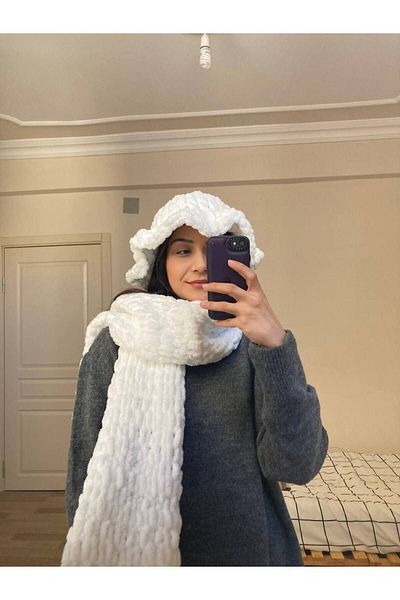 Moda Biçer Πλεκτό σάλι με φουσκωτό φουλάρι