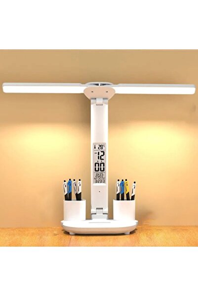 TechTic 5in1 Çok Fonksiyonlu Şarjlı Masa Lambası+Saat+Termometre+Takvim+Kalem...