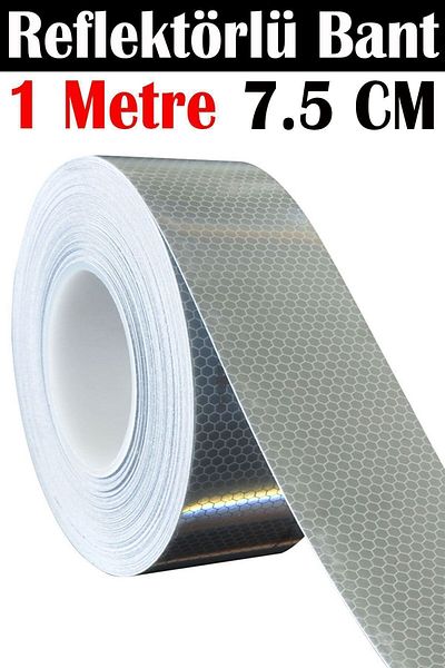 Badem10 White Reflective Highlighter Vehicle Warning Tape - 7.5 Cm 1 Mt