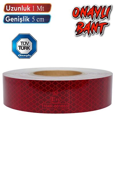 Badem10 1 Meter 5 cm Red Reflective Phosphorescent Strip Tape - Tuvturk Approved Warning Tape