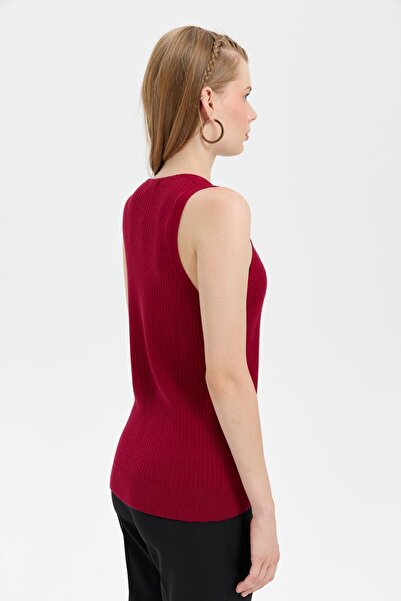 Desen Triko V-Neck Seamless Women's Vest - Cherry