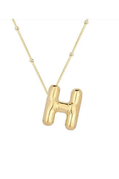 Accessories Three-dimensional Steel H Letter Balloon Gold Color Necklace