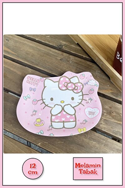 TOYFEST Hello Kitty Figürlü Melamin Çocuk Yemek Tatlı Meyve Tabağı Fincan Altlığı Tabak - 12 Cm - Model 1