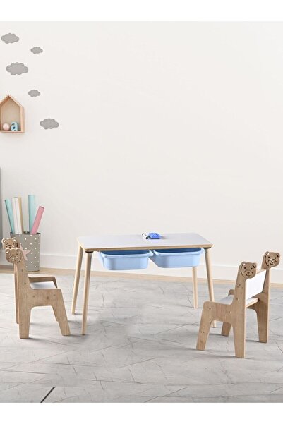 Genel Markalar Mavi çocuk oyun ve aktivite masası, yaz sil özellikli, çekmece...