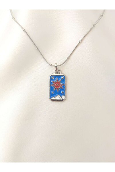 Evorya The Sun Tarot Patterned Women's Necklace - Stainless Steel