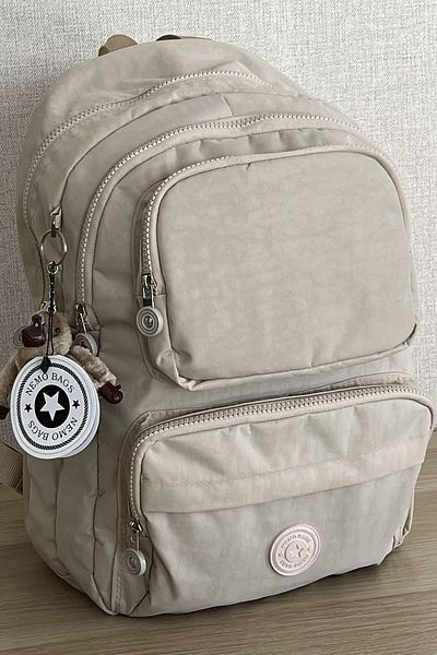 MORCA Fcstore Crinkle Fabric Αδιάβροχο μεσαίου μεγέθους Dirty Beige Clinker Backpack/laptop School Bag