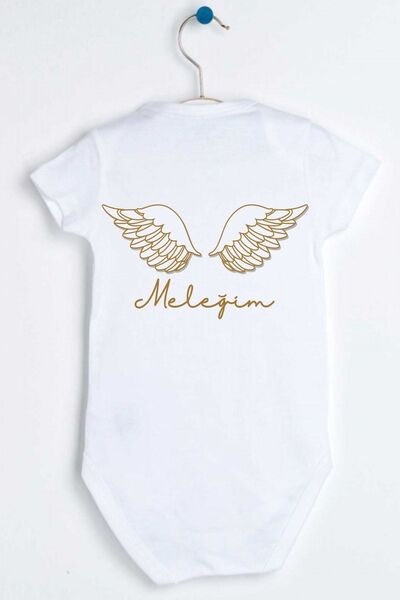 Hediyenza My Angel Winged Half Sleeve Baby Bodysuit with Snap Fasteners