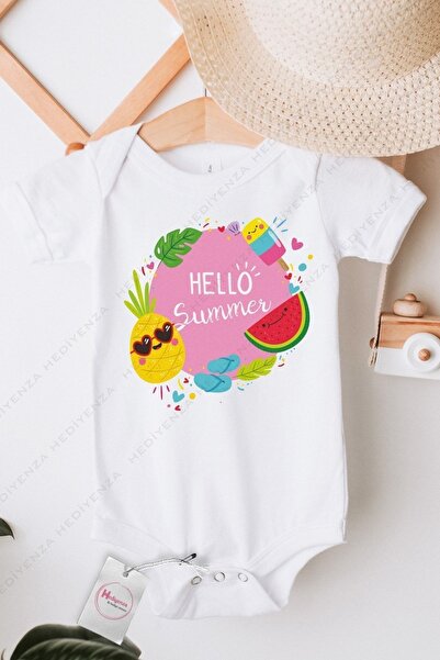 Hediyenza بدلة أطفال وجسم مطبوعة من Hello Summer Tropical