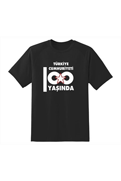 Hediyenza Tricou negru unisex imprimat special pentru aniversarea a 100 de an...