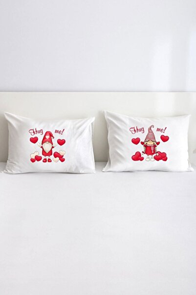 Hediyenza Happy Valantine Gnome Hug Me Față de pernă decorativă dublă imprima...