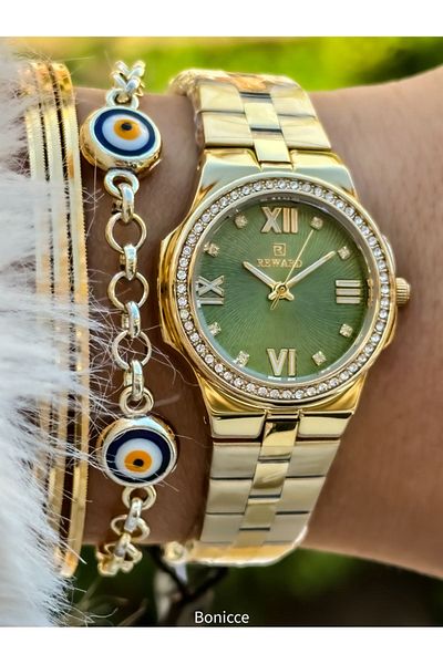 Reward Gold Yellow Color Steel Cord Wrist Watch Bracelet