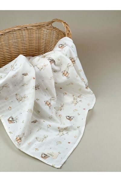 Jr Bunnies بطانية بانيز الفاخرة من الموسلين - 100% قطن، قابلة للتنفس، متعددة الاستخدامات للأطفال