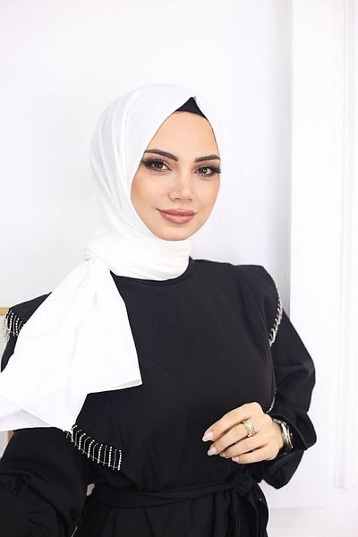 feronis Şal Jazz Damă Hijab Bumbac Model _ Alb