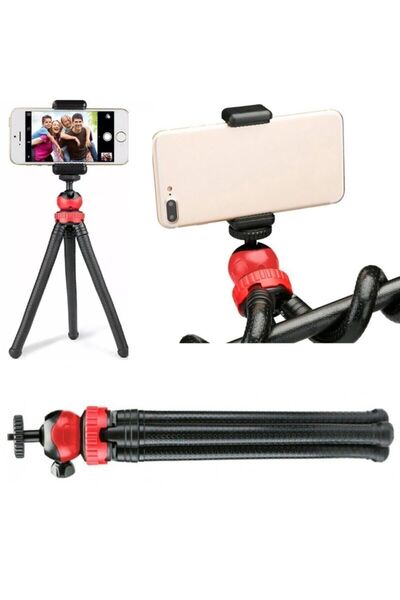 GFUZ Profesyonel Fotoğraf Ve Video Çekimi Tripot Telefon Tutucu Esnek 360° Açılı Youtuber Tripodu