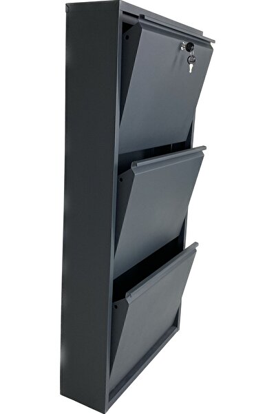 adlsteel 3'lü Metal Ayakkabılık (kilitli-antrasit)