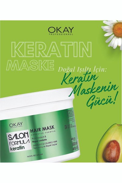 OKAYPROFESSIONNEL SALON FORMULA Keratin Hair Mask 500ml (For Damaged and Colored Hair)