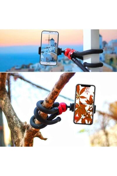 GFUZ Profesyonel Fotoğraf Ve Video Çekimi Tripot Telefon Tutucu Esnek 360° Açılı Youtuber Tripodu