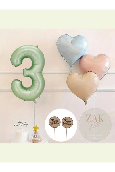 ZEAP SU YEŞİLİ Rakam Folyo Balon Retro Mavi Pembe Satin Kalp Folyo Balon Doğu...