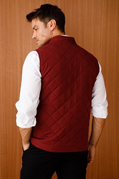 Desen Triko Men's Classic Quilted Vest Claret Red