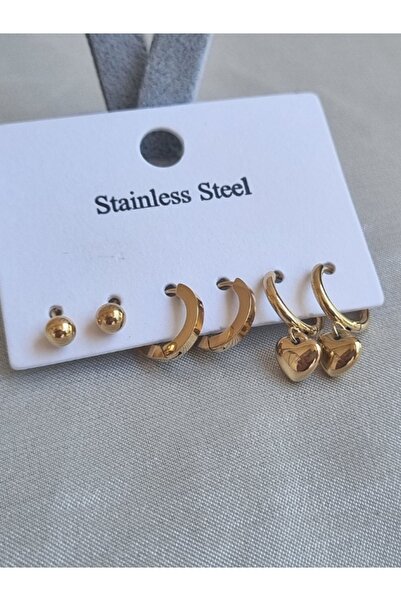 Brassito 6-piece Gold Colored Steel Earrings - 316l Non-tarnish Women's Earri...