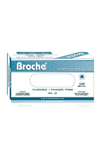 Bronche Lateks Pudrasız Eldiveni Broche Medium 100lü 1 Kutu