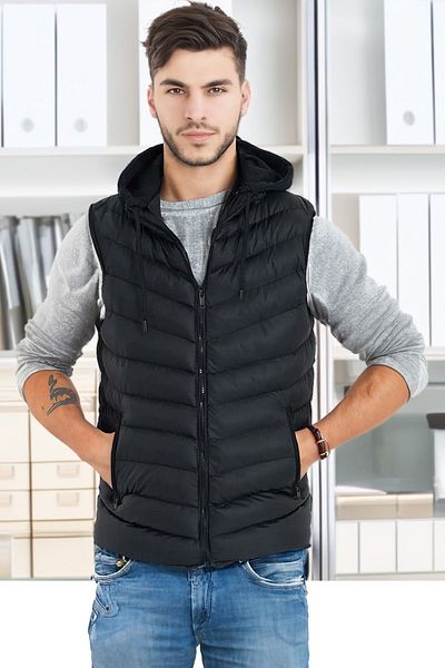 modacix Black Slimfit Men's Puffer Vest