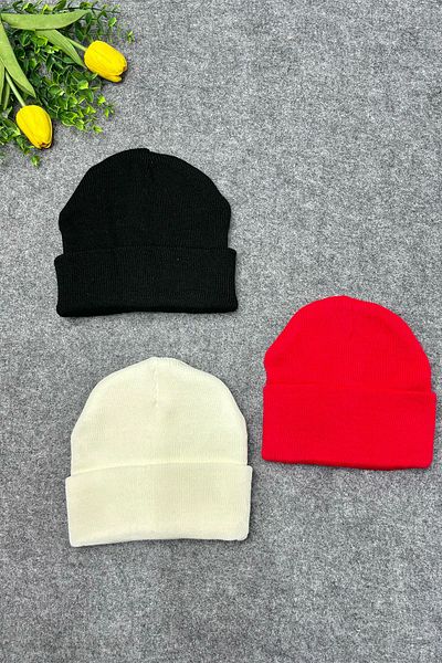 MYADA 3-Piece Plain Knitwear Beret Set for Boys