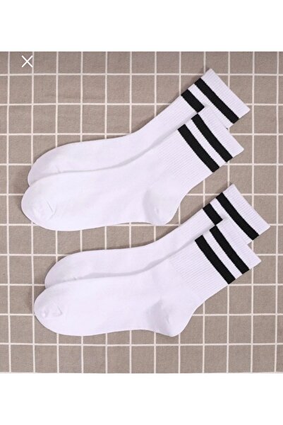Önder Pack of 4 Cotton Unisex White Tennis Sports College Socks
