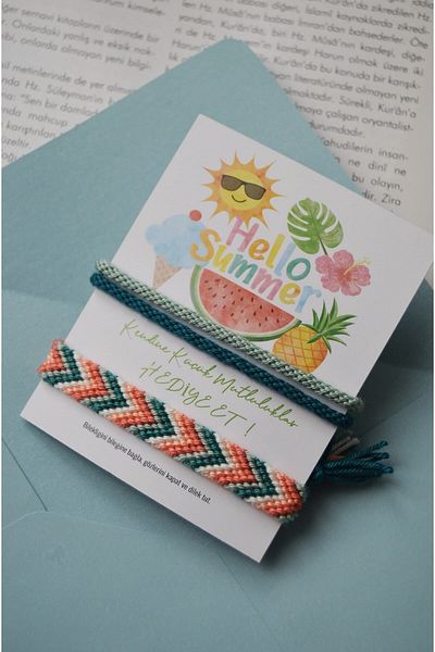 Bidüğüm Bohemian Unisex Spring Bracelet and Handmade Set - Adjustable Size and Lasting Colors