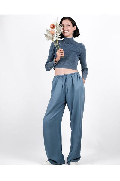 feminen Pantaloni de in albastru Scuti - Croială relaxată