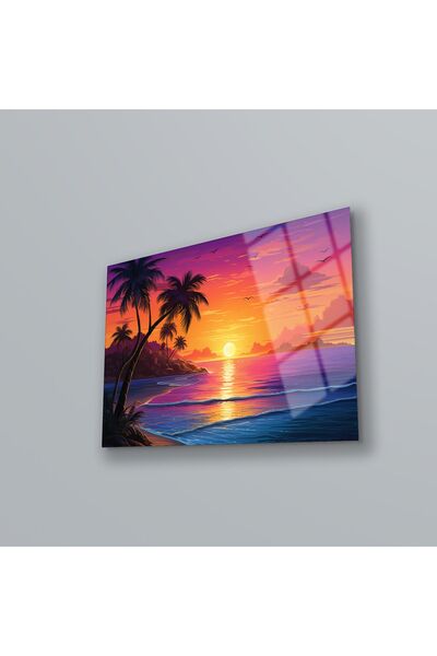 BV DEKOR Τέχνη τοίχου με θέμα το παραθαλάσσιο τοπίο, Μοντέρνα γυάλινη ζωγραφι...