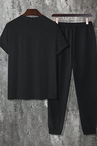 uyguntarz Set aus T-Shirt und Jogginghose mit Bullenkopf-Aufdruck, Unisex