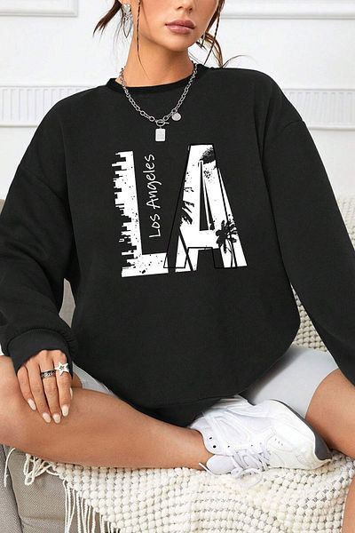 uyguntarz Unisex-Sweatshirt mit Rundhalsausschnitt und Los Angeles-Aufdruck