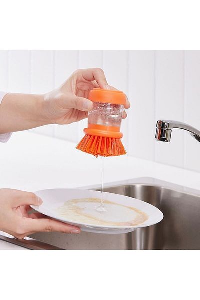 IKEA Orange Detergent Bowl Dish Brush