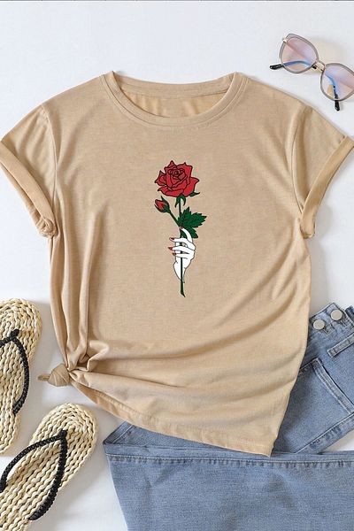 uyguntarz Unisex-T-Shirt mit Rosen-Print
