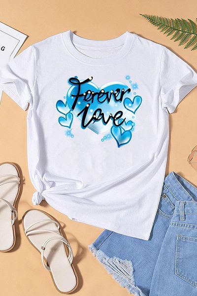 uyguntarz Μπλουζάκι Unisex Forever Love με στάμπα Oversize
