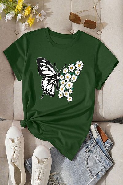 Tricou din bumbac cu design Daisy Butterfly