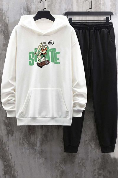 uyguntarz Unisex-Trainingsanzug-Set für den ganzen Tag mit Kaninchenmotiv