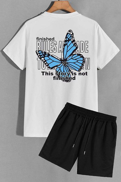 trendypassion Shorts-T-Shirt-Trainingsanzug-Set mit Rückendruck
