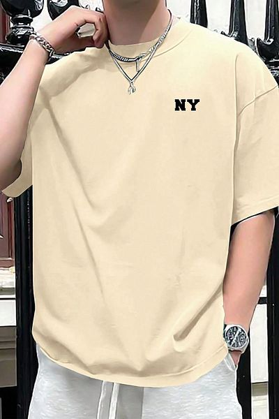 uyguntarz Übergroßes T-Shirt mit Ny-Print für Herren