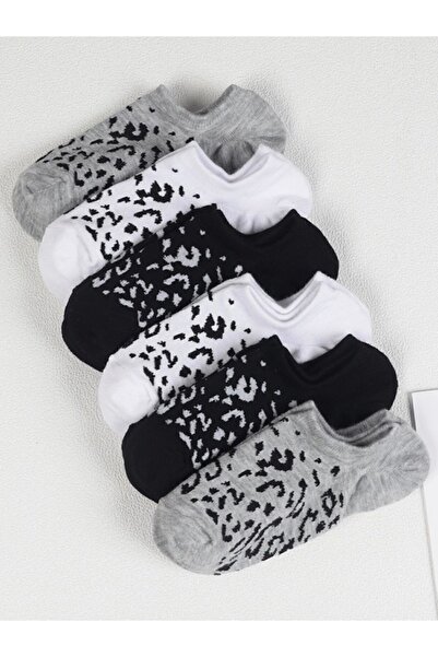 Black Arden Socks Yazlık Leopar Desenli Çorap 5'li