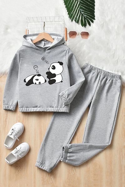 uyguntarz Kinder-Trainingsanzug-Set mit Schlaf-Panda-Aufdruck