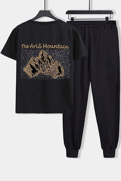 uyguntarz Σετ γυμναστικής 2 τεμαχίων Unisex Arid Mountain Printed