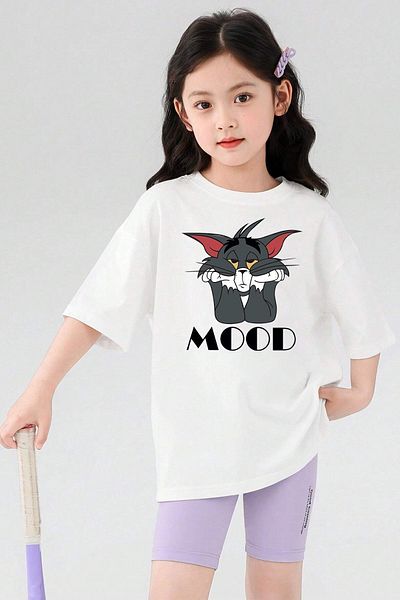 uyguntarz Baumwoll-Kinder-T-Shirt - Mood Printed