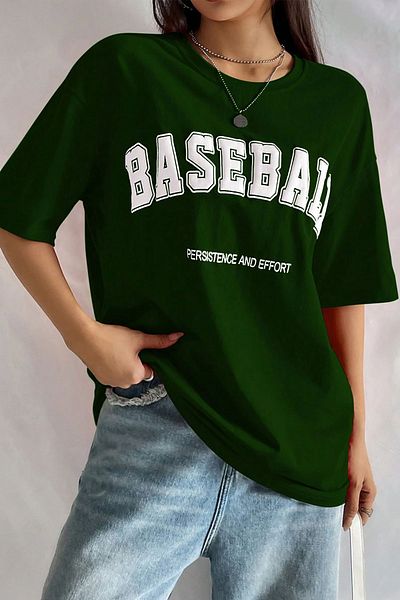 uyguntarz Unisex μπλουζάκι μπέιζμπολ με στάμπα oversize